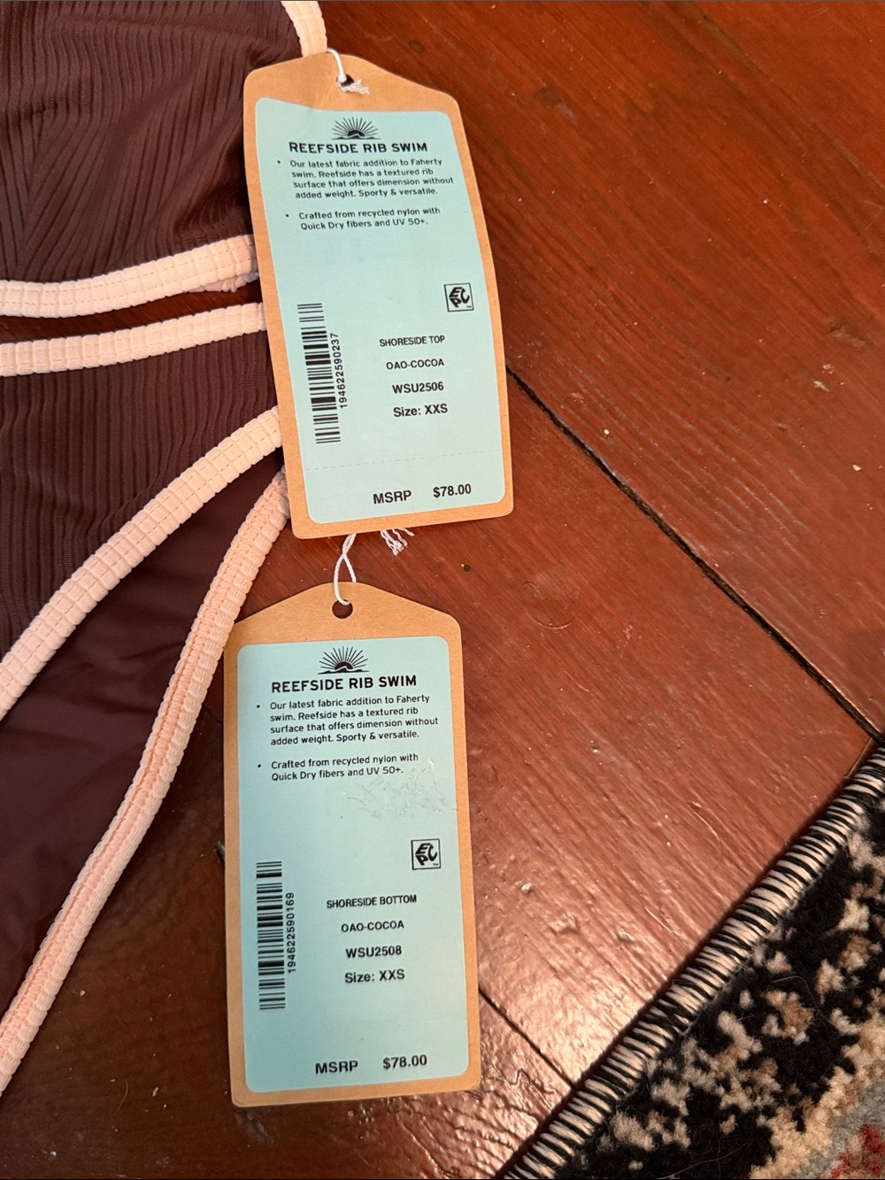 Faherty Brown Ribbed Bikini Set NWT - Picture 2 of 4